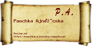 Paschka Ajnácska névjegykártya
